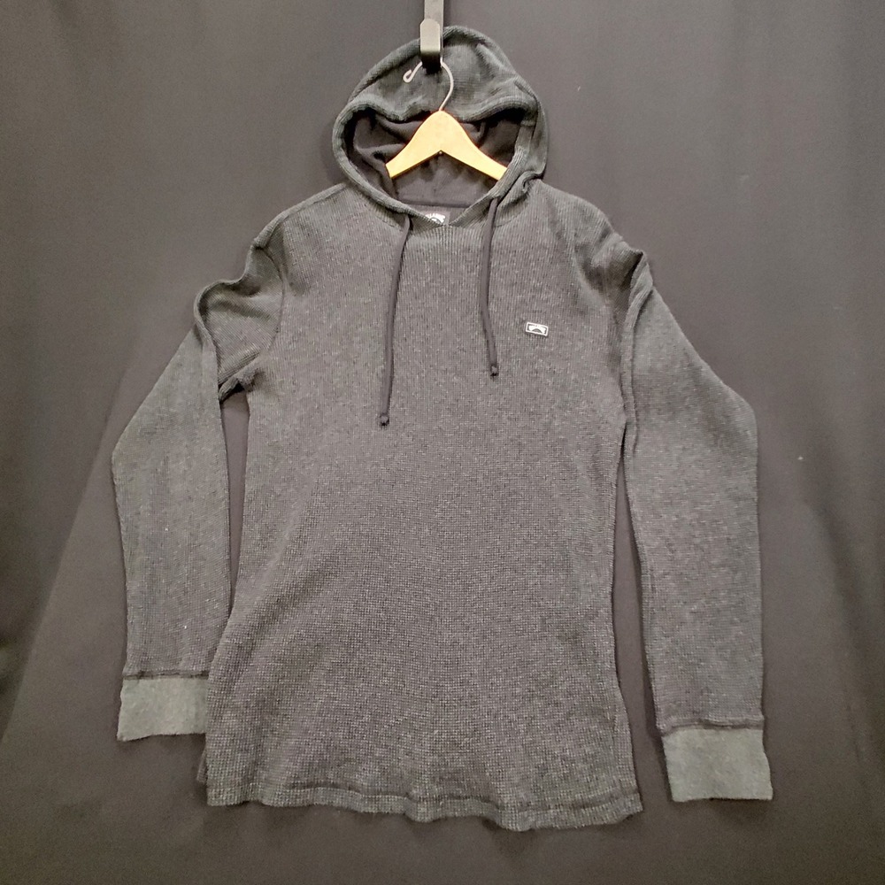 Billabong Mens Gray Waffle Knit Thermal Hoodie Long Sleeve Pullover Size M